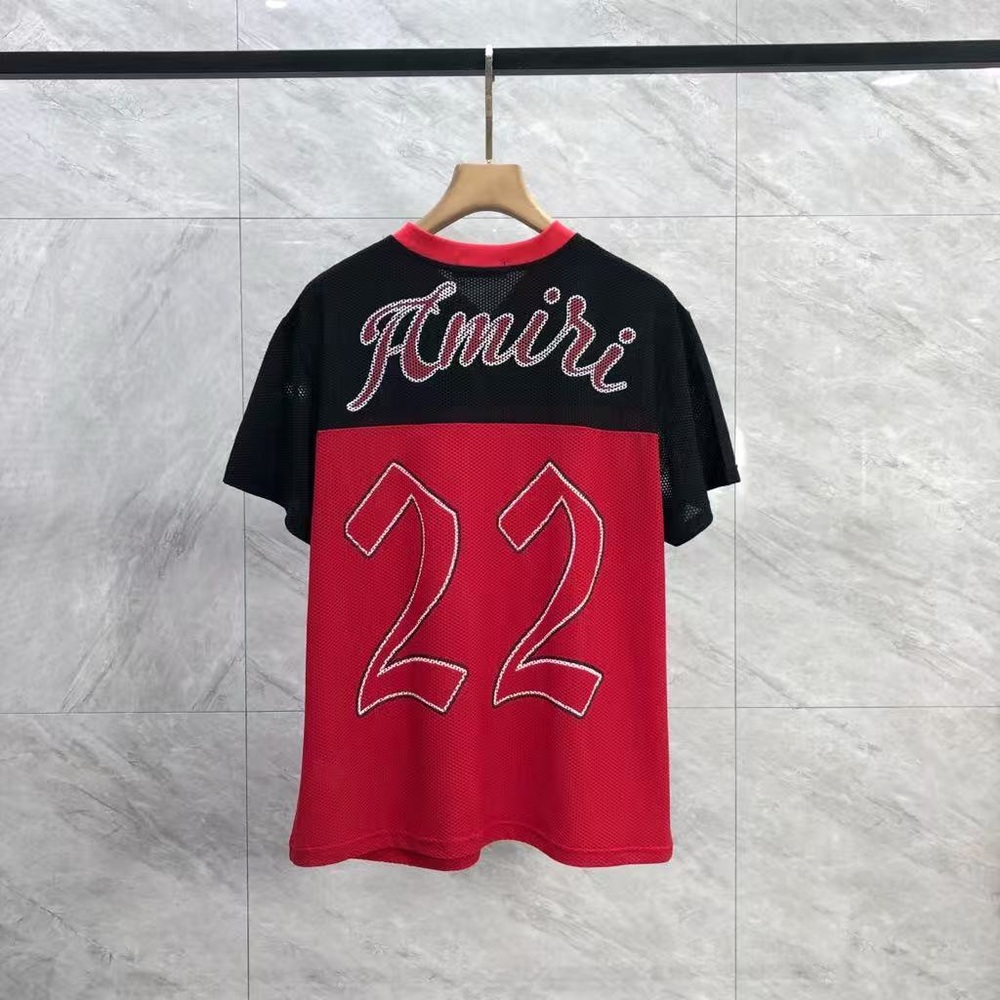 AMIRI Red and Black Mesh Top
